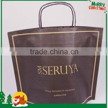 Recycleable brown kraft paper bags new easy bags flexo printing for hats with twisted patch handle