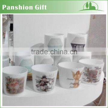 Transparent white ceramic candle cup