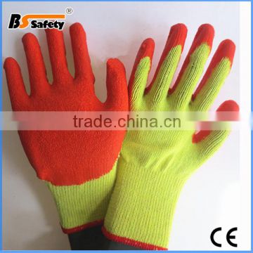 BSSAFETY Cotton knitted latex coated glove crinkle finished working gloves