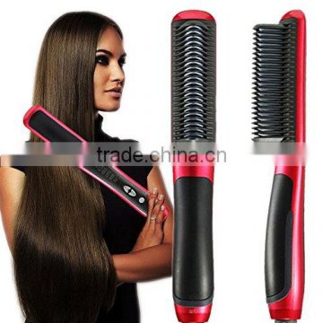 3 In 1 LCD Display Black Mix Red Hair Stright Care Electric Hair Striaghtener And Curling Brush