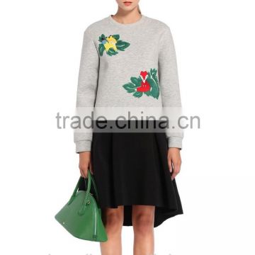 high quality flower embroidery crewneck sweatshirts for women clothing