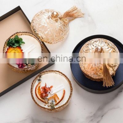 Customized box luxury gift box private label room fragrance multi scents cotton wood wick dried flower soy wax luxury candles