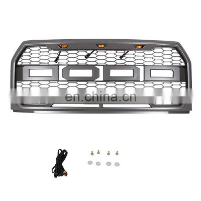 HOT Selling FEATURED UPGRADE Glossy FRONT GRILLE Modified CAR 2015 - 2017 GRILL FIT for FORD F150 Glossy Grey REPLACEMENT CN;JIA