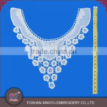 OEM Custom shaped embroidered neckline applique lace neck design of ladies suits