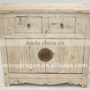 Chinese Antique Natural Finished Two Door Two Drawer Cabinet