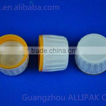 28/20 white cap with yellow tamper evident ring