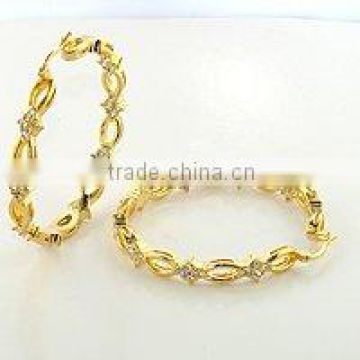 Plated 18k gold clear cz Hoop earrings