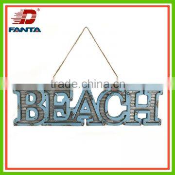 Newest ocean design metal handmade "beach" letter with hanger for home decor