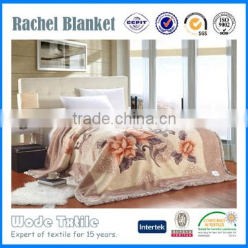 2016 Hot Sale King Size Super Thick and Warm Flower Printed Polyester Rachel Blanket
