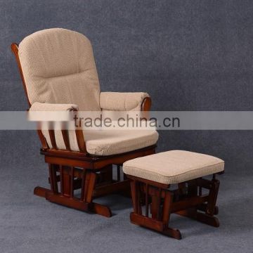 Tianfeng TF15T Rubber Wood Relaxing Leisure Chair with Ottoman oak