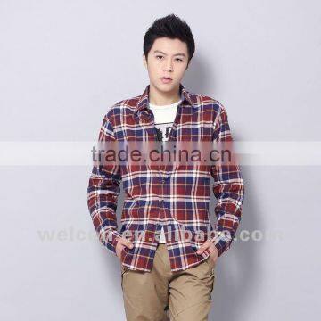 New 100% cotton Italian style long sleeve casual classic plaid fashion flannel men's shirts