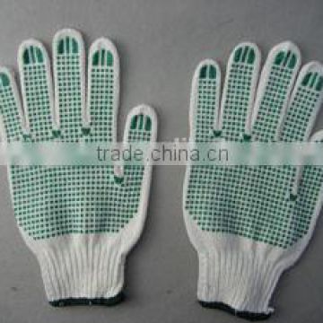 7g String Knitted Green PVC Double Dotted Glove