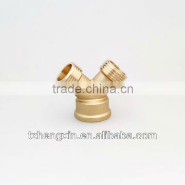 short Brass 3-ways Y shape hose connector