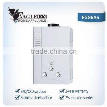 High efficient 6L stainless steel Portable Instant Flue type Gas Water heater EGG6A6