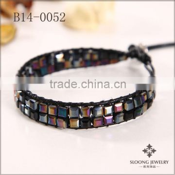 Lastest design beads jewelry set with multicolor faceted crystal beads bracelets,two row beads bracelets