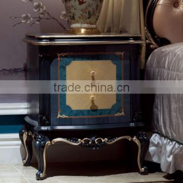 Special matching blue color solid wood night stand bed side table