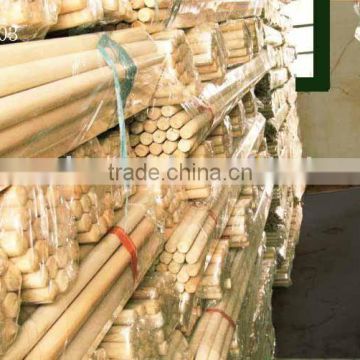 Natural wooden handle for plastic broom