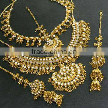 Studio Designer White Kundan Gtone Bridal Set