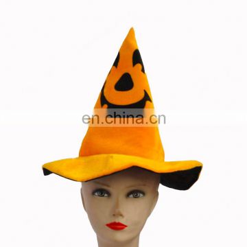 MCH-1151 Party funny velvet wholesale adult yellow imprint witch Hat for Halloween
