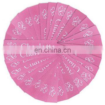 Clothing accessory polyester fabric printed text and logo on labels