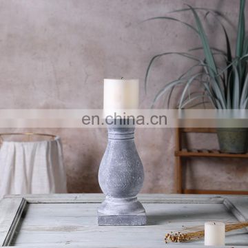 Classical pillar design custom vintage home decoration cement tall candle holder with logo