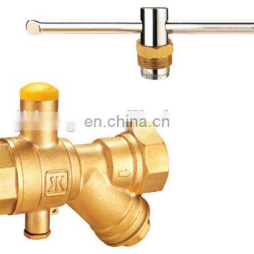 J07801 Forged plumbing  Brass Valve with Strainer  Lockable brass valve