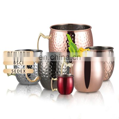 Factory Direct-sale Stainless Steel Drinking Mug Travel Beer Cup Outdoor Camping Copper Hammer Moscow Mule Mug Set Of 4