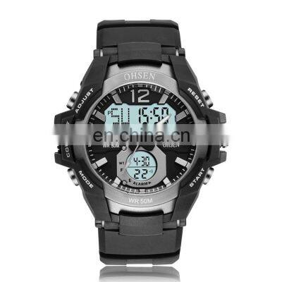 OHSEN AD1901Men Digital Quartz Sports Watch Silicone Strap Calendar Waterproof Original Man Sport Wrist Watches Wholesale