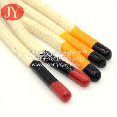 custom silicone dipped shoelace tipping cotton shoolace dipping aglet tips