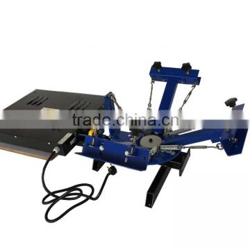 rotary mini 3 color 1 station screen printing machine with flash dryer