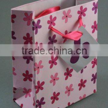 Star printing Christmas gift bag with flap and ribbon, gift bags with ribbon handles -PB86