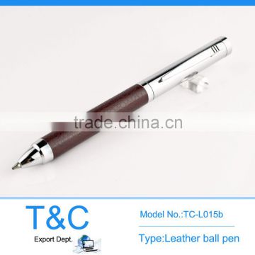 TC-L015b metal material leather ball pen elegant luxury shape