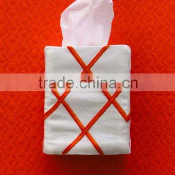 Embroidery orange tissue box cover