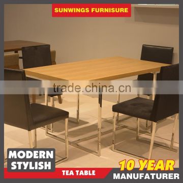 Best manufacturer good quality top service metal legs wood top dining table