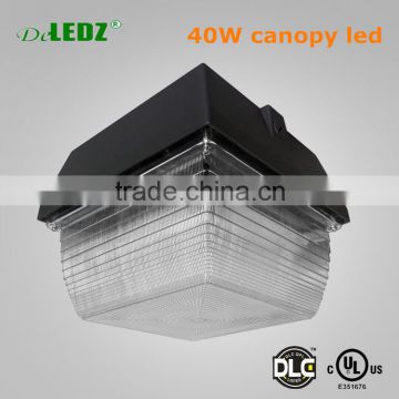 Commercial led warehouse canopy led lighting fixtures with ip65 UL cUL DLC approved 40w outdoor LED Canopy with 5 years warranty