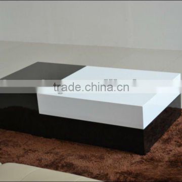 Functional Black and white High glossy Coffee Table 1111