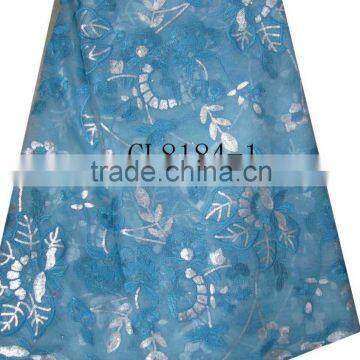 African organza lace with sequins embroidery CL8184-1blue