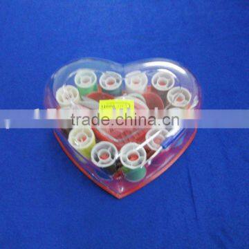 sewing thread kit in heart shape box