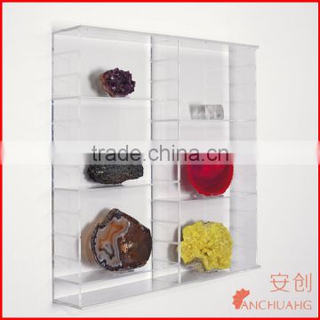Large Wall Mounted Acrylic Glass Clear Presentation Showcase Case for Rocks - Minerals - Fossils - Shells - Stones-Model Cars