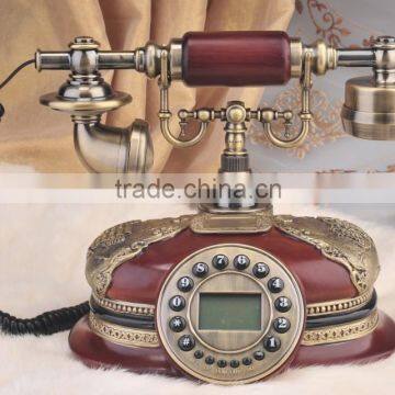 Fancy corded wooden craft telephone