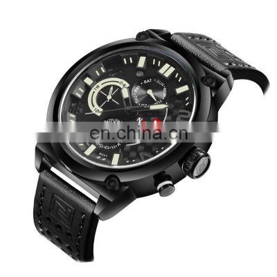 NAVIFORCE 9068L Luxury Leather Band Men's Quartz Watches 24 Hour Date Clock Male Sport Military WristWatches