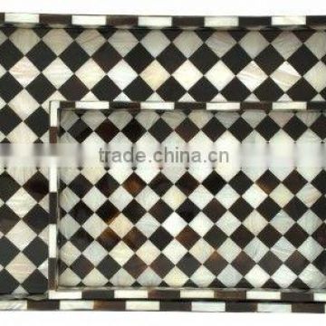 High end quality best selling set of special newest designed black MOP inlay rectangular serving Tray from Vietnam