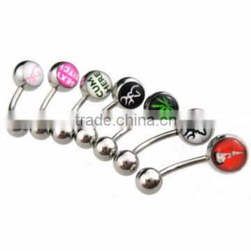 316L stainless steel navel ring piercing jewelry with different logo