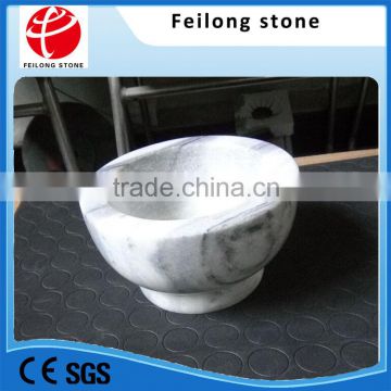 white color marble stone mortar with pestle