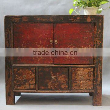 Chinese antique mongolian red shoe cabinet