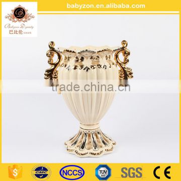 New arrival luxury ceramic porcelain 15"flower gold vases