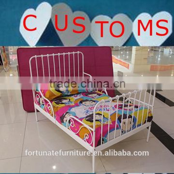 white lovely kids bedroom adjustable length from 1.2 to 2m metal bed with guardrail