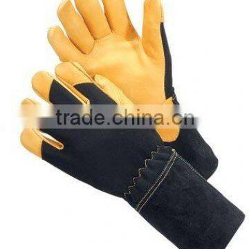 golden cow leather glove ,leather glove, work glove,long cuff glove