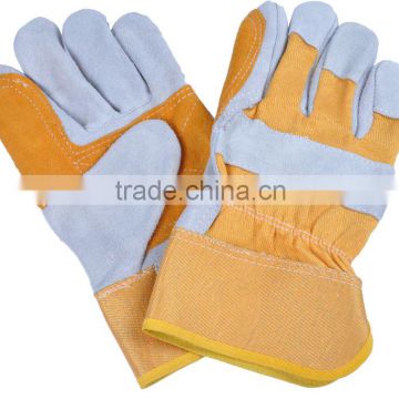 leather gloves using as short welding industrial gloves