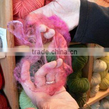 pulled silk fibers for yarn and fiber stores, spinners, weavers , knitters, and textile artists